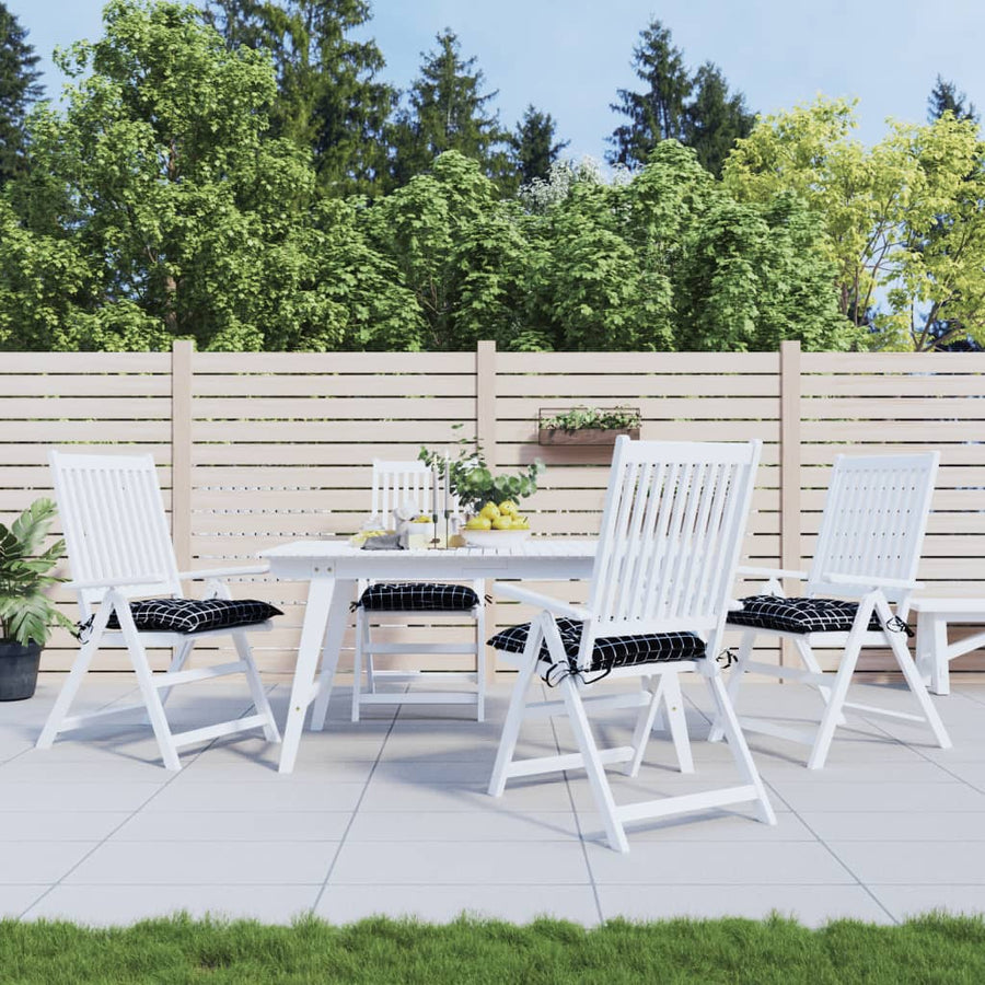 Stoelkussens 4 st 50x50x7 cm stof ruitpatroon zwart