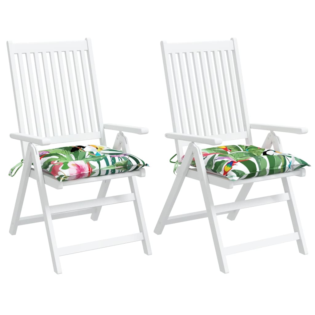 Stoelkussens 2 St 50X50X7 Cm Stof Meerkleurig 50 x 50 x 7 cm Groen en roze
