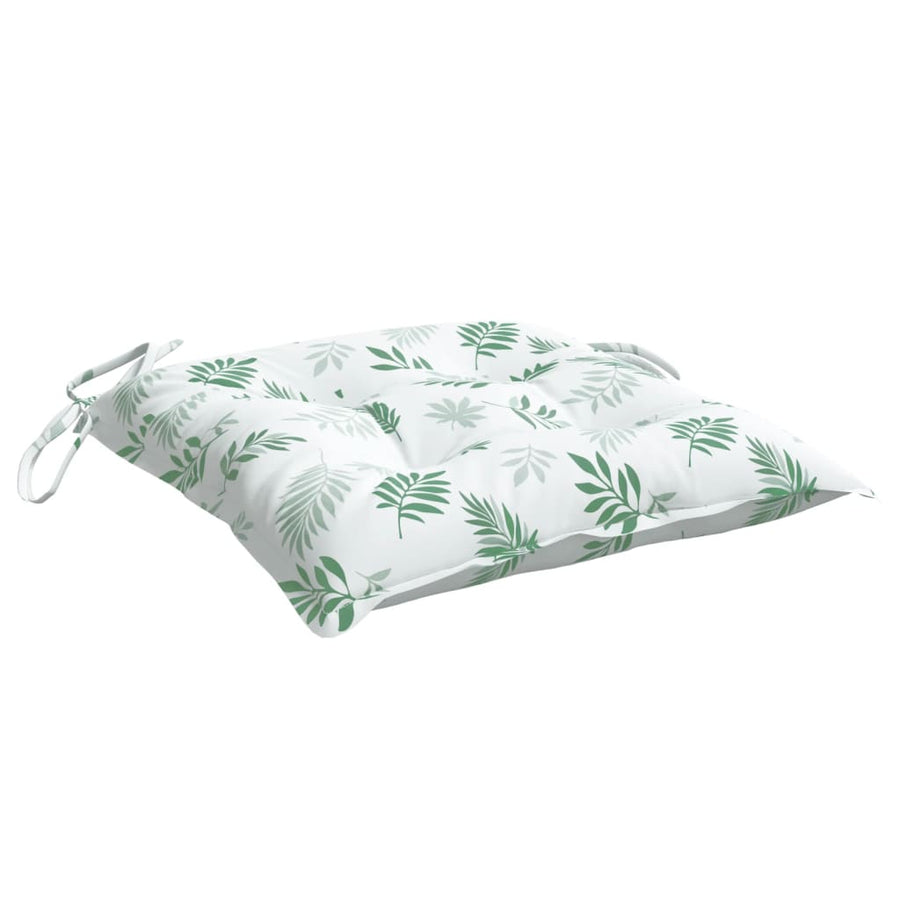 Stoelkussens Stof Bladpatroon Wit En Groen 2