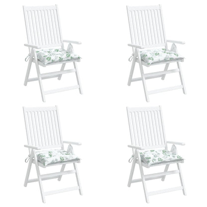 Stoelkussens Stof Bladpatroon Wit En Groen 4 50 x 50 x 7 cm