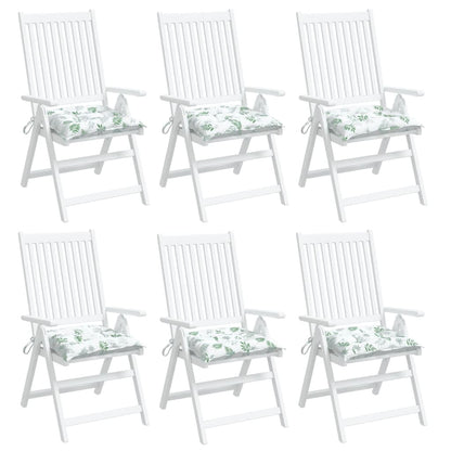 Stoelkussens Stof Bladpatroon Wit En Groen 6 50 x 50 x 7 cm