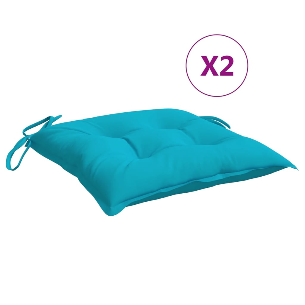 Stoelkussens 2 St 50X50X7 Cm Stof Turquoise Turquoise 50 x 50 x 7 cm