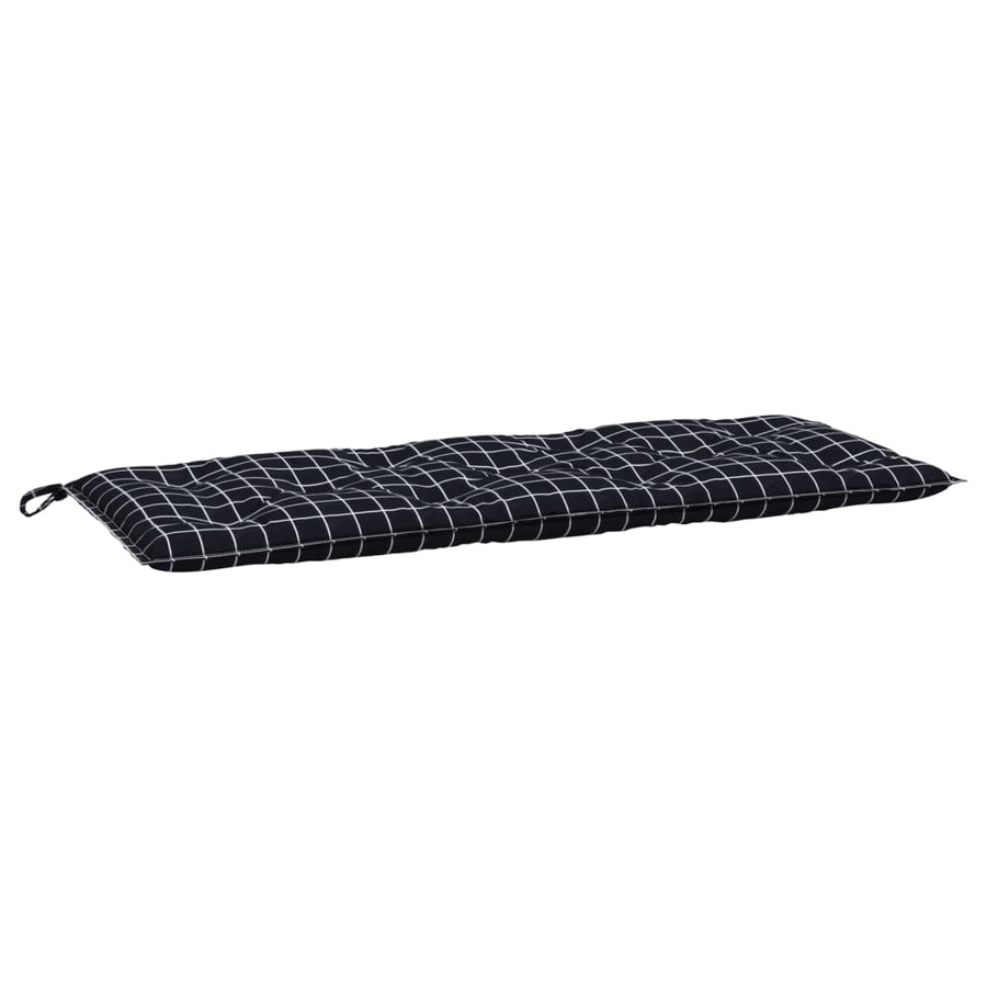 Tuinbankkussen Ruitpatroon Stof 120 x 50 x 7 cm Zwart en wit