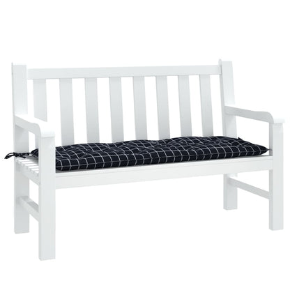 Tuinbankkussen Ruitpatroon Stof 120 x 50 x 7 cm Zwart en wit