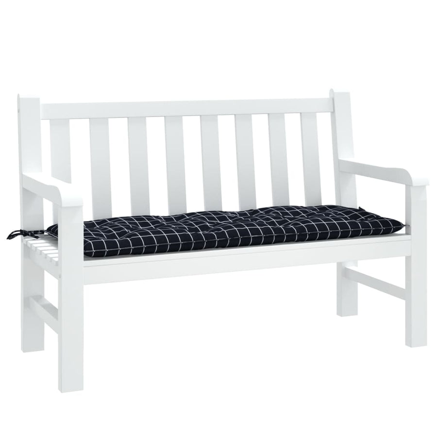 Tuinbankkussen Ruitpatroon Stof 120 x 50 x 7 cm Zwart en wit