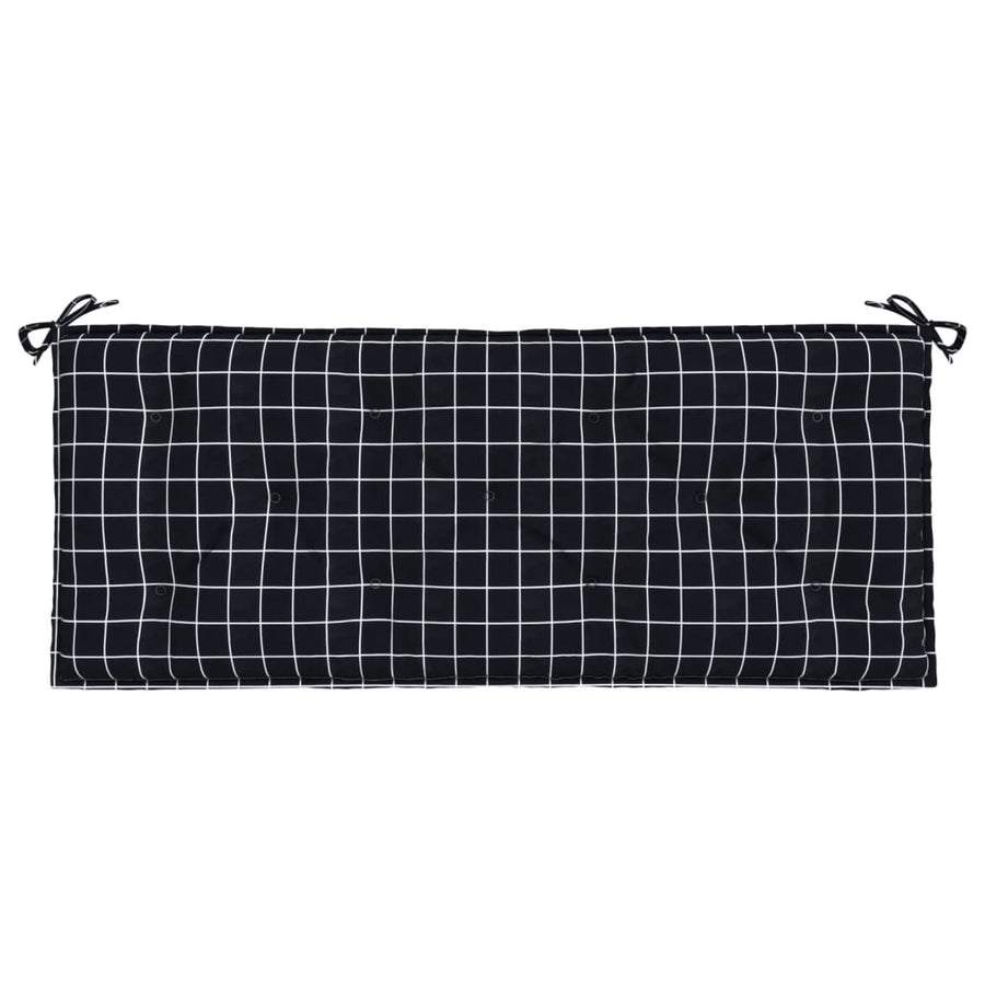 Tuinbankkussen Ruitpatroon Stof 120 x 50 x 7 cm Zwart en wit