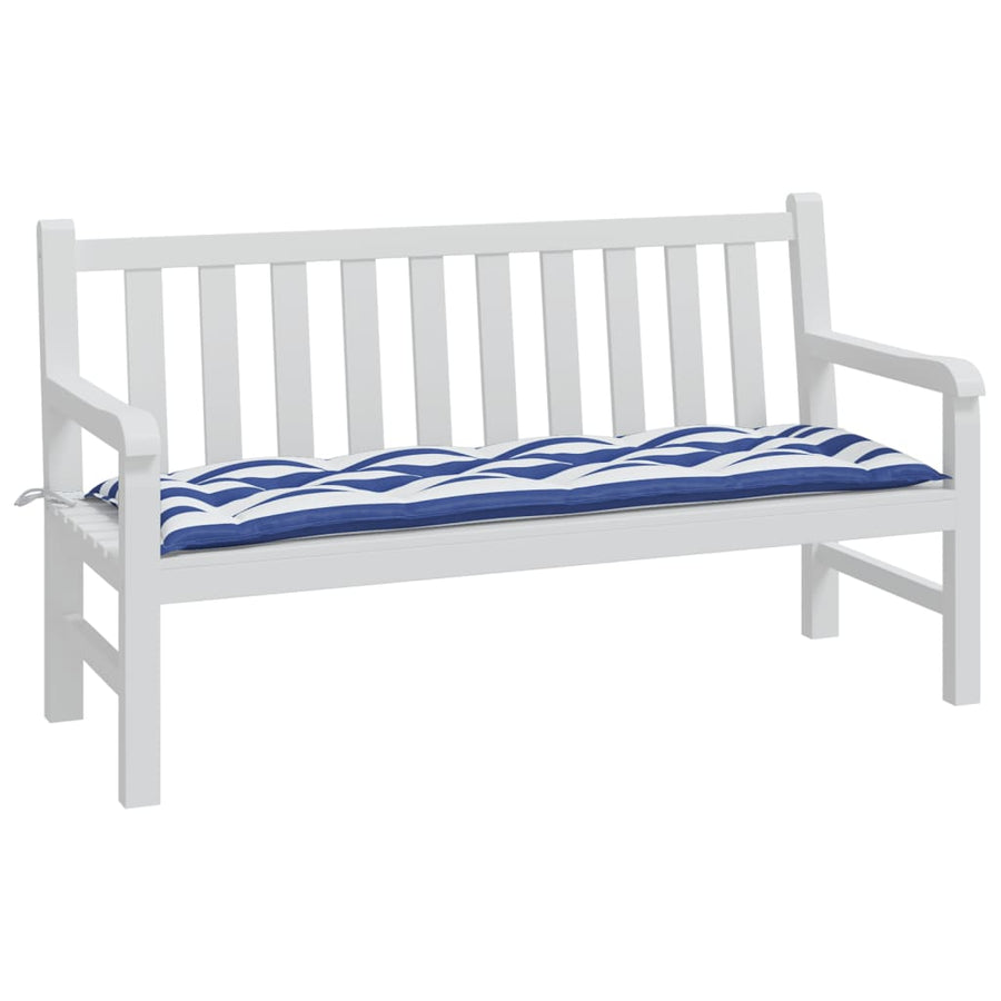 Tuinbankkussen 50X50X7Cm Stof Gestreept En 150 x 50 x 7 cm Blauw en wit
