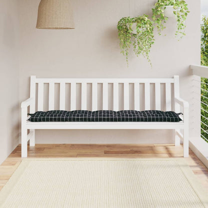 Tuinbankkussen Oxford Stof Ruitpatroon 180 x 50 x 7 cm Zwart en wit