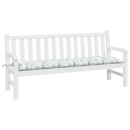 Tuinbankkussen Oxford Stof Bladpatroon 180 x 50 x 7 cm Wit en groen