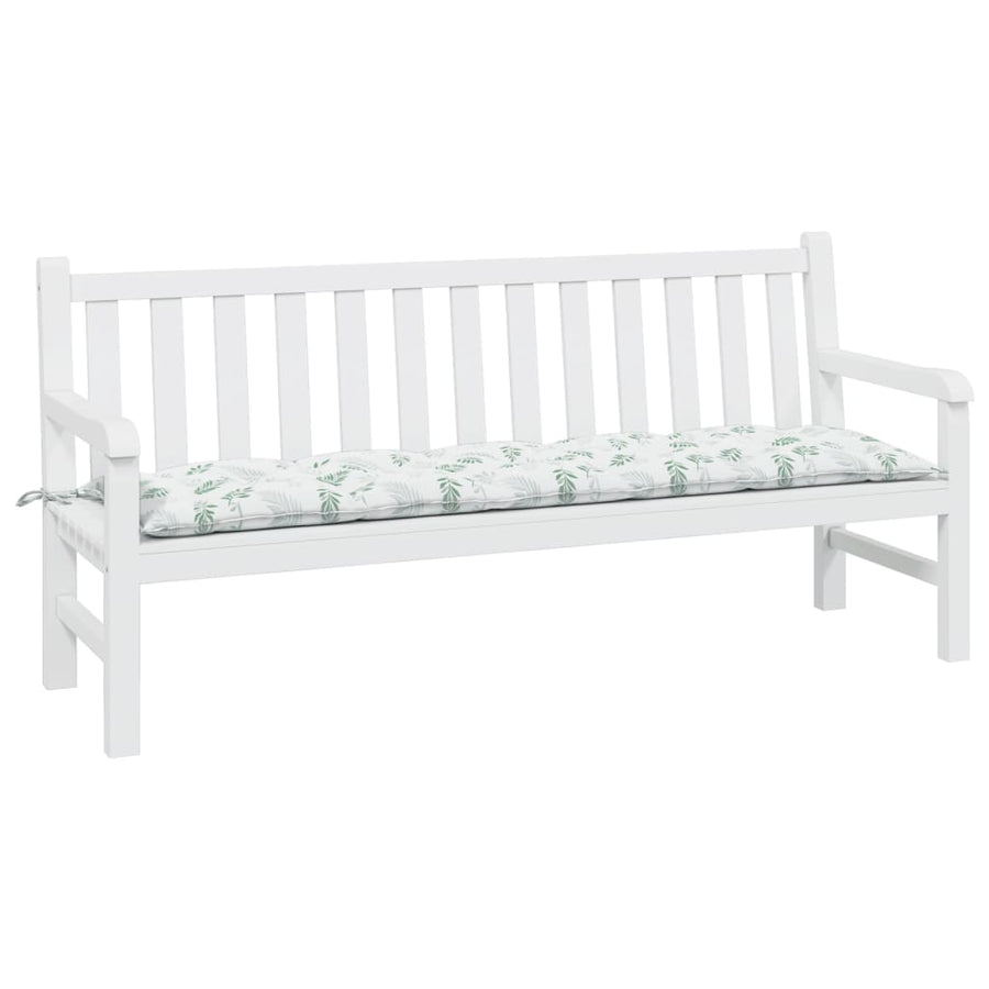 Tuinbankkussen Oxford Stof Bladpatroon 180 x 50 x 7 cm Wit en groen