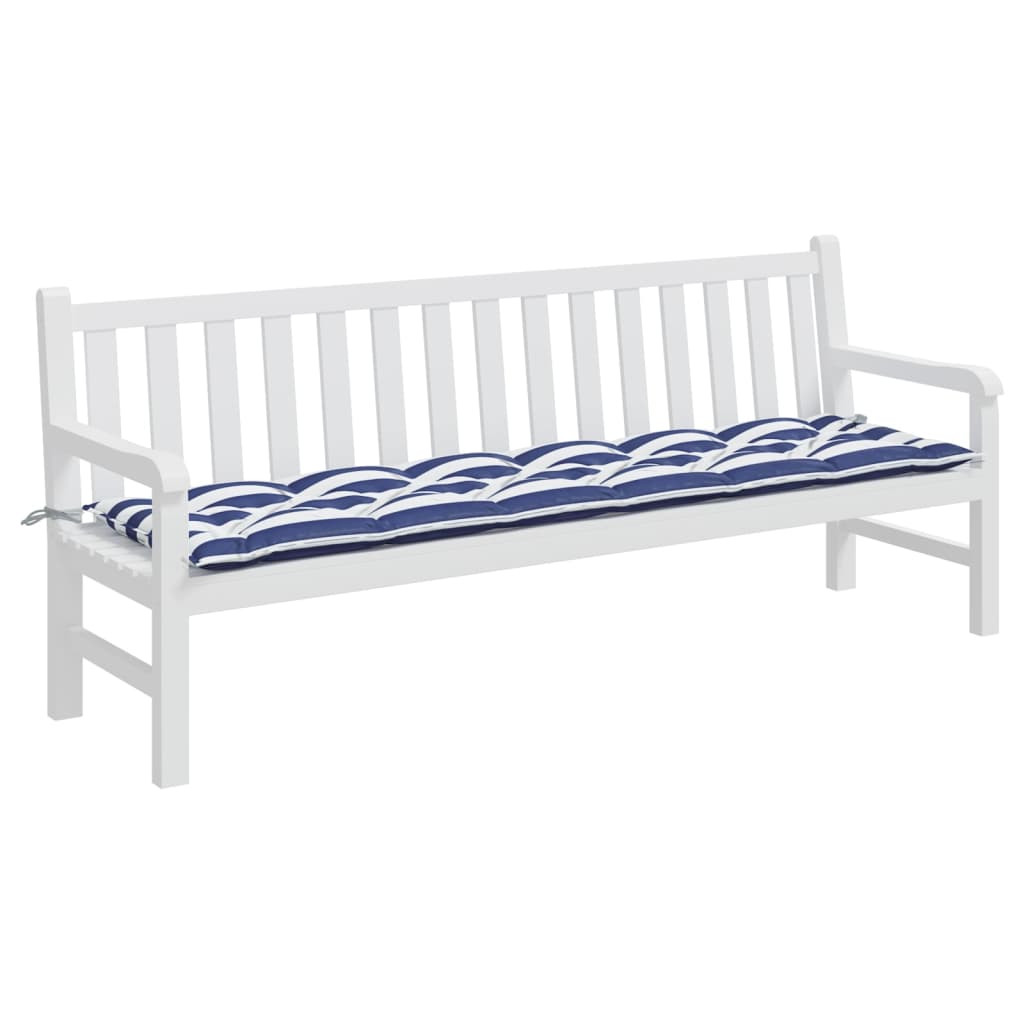 Tuinbankkussen Gestreept Stof En 200 x 50 x 7 cm Blauw en wit