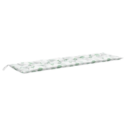 Tuinbankkussen Bladpatroon Stof 200 x 50 x 7 cm Wit en groen