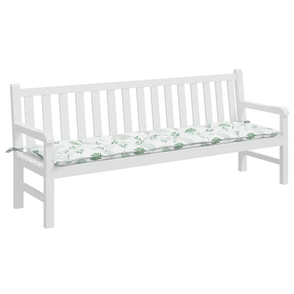 Tuinbankkussen Bladpatroon Stof 200 x 50 x 7 cm Wit en groen