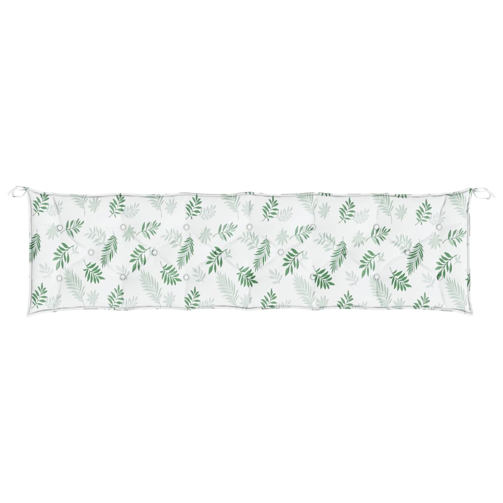 Tuinbankkussen Bladpatroon Stof 200 x 50 x 7 cm Wit en groen