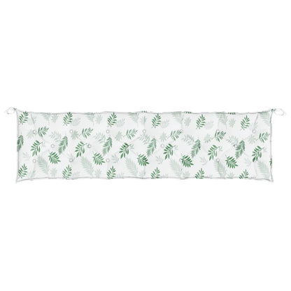 Tuinbankkussen Bladpatroon Stof 200 x 50 x 7 cm Wit en groen