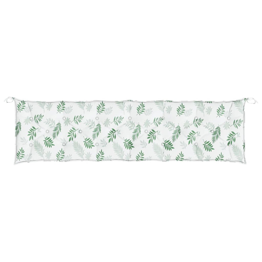 Tuinbankkussen Bladpatroon Stof 200 x 50 x 7 cm Wit en groen