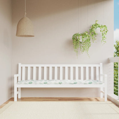 Tuinbankkussen Bladpatroon Stof 200 x 50 x 7 cm Wit en groen