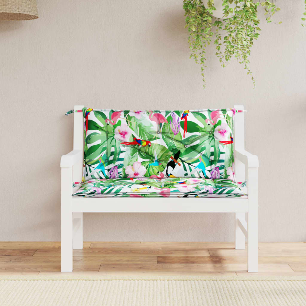 Tuinbankkussens 100X50X7 Cm Stof Meerkleurig 100 cm Groen en roze