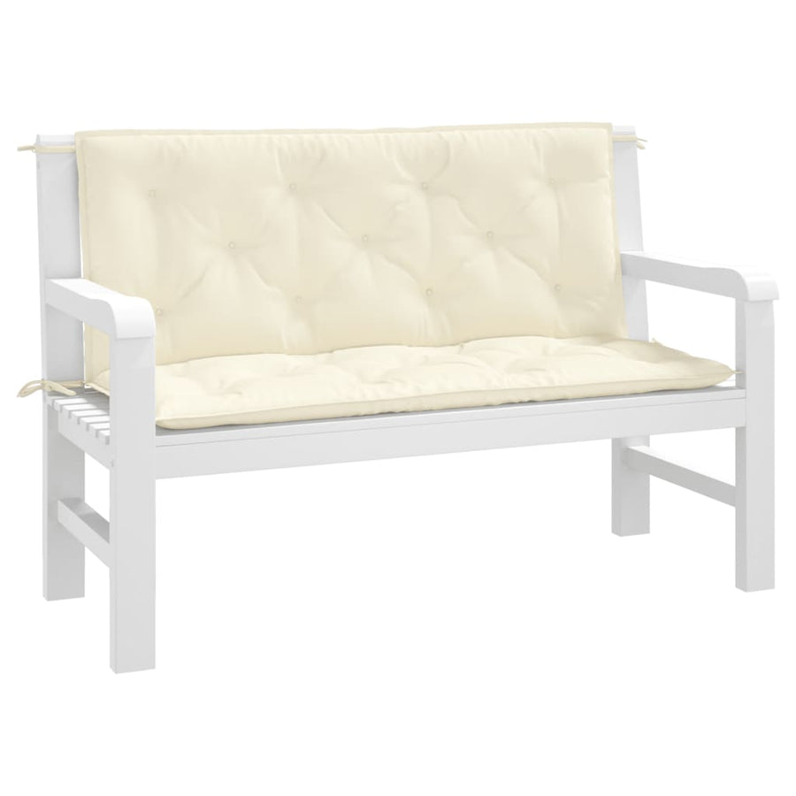 Tuinbankkussens 2 St 120X50X7 Cm Oxford Stof Crèmewit Groen