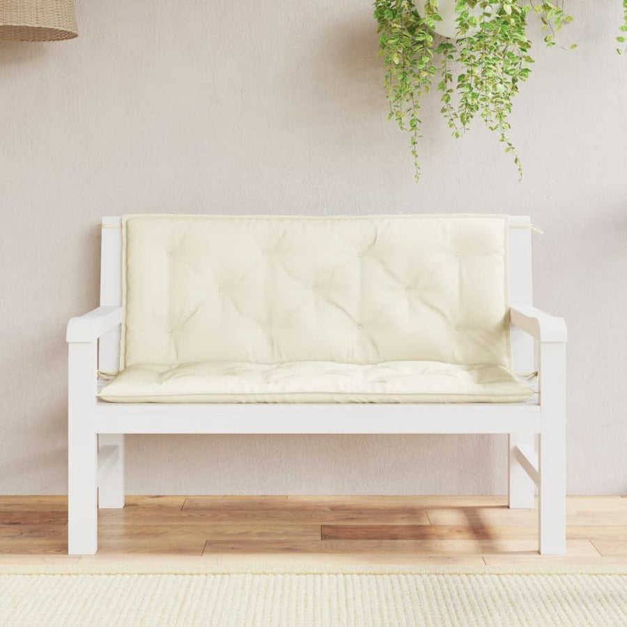 Tuinbankkussens 2 St 120X50X7 Cm Oxford Stof Crèmewit Groen
