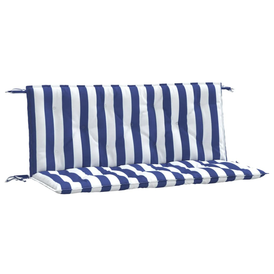 Tuinbankkussens Gestreept 10X50X7 Cm Stof En 120 cm Blauw en wit