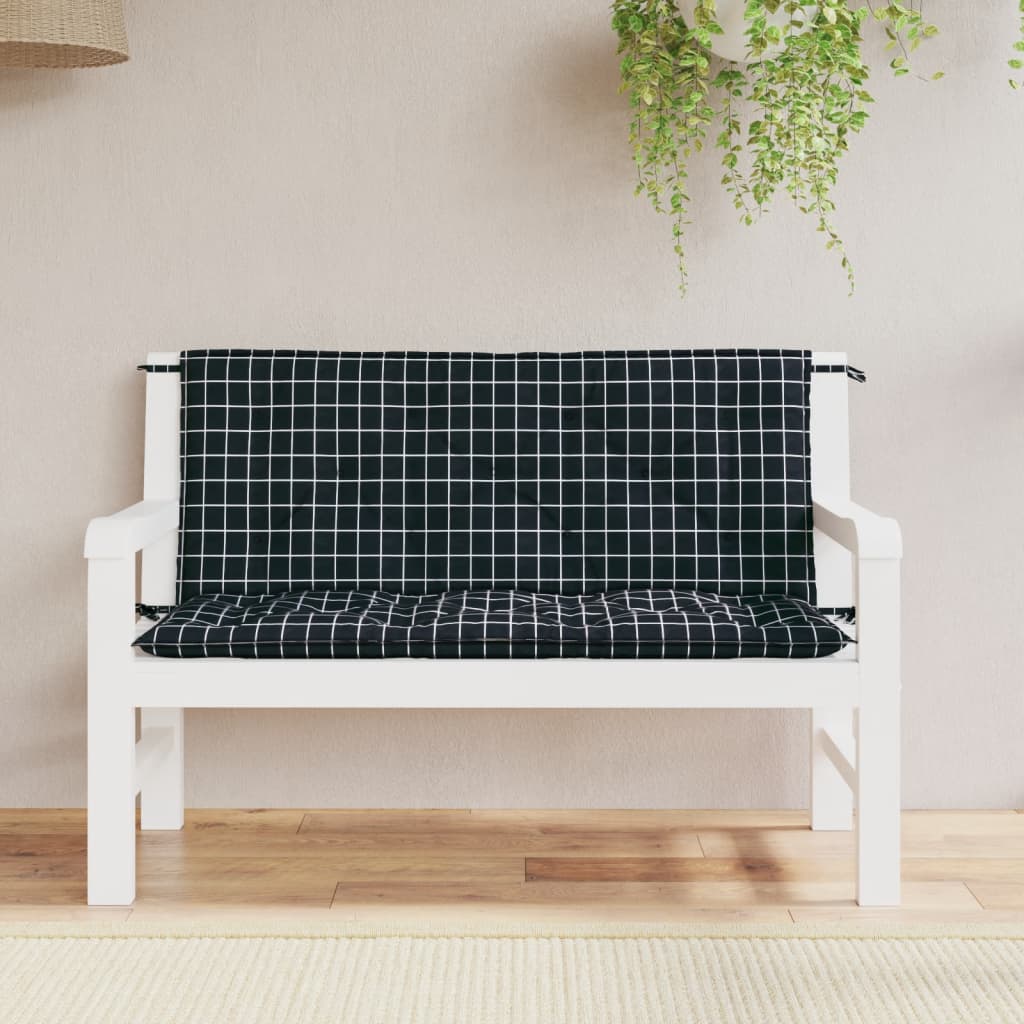 Tuinbankkussens Ruitpatroon 10X50X7 Cm Stof 120 cm Zwart en wit