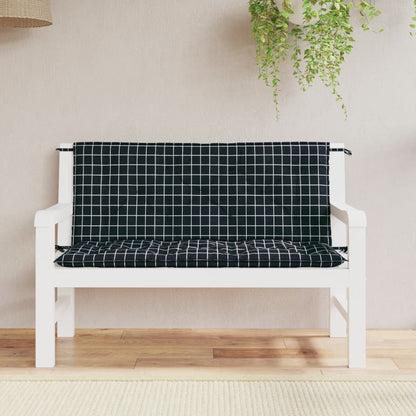 Tuinbankkussens Ruitpatroon 10X50X7 Cm Stof 120 cm Zwart en wit