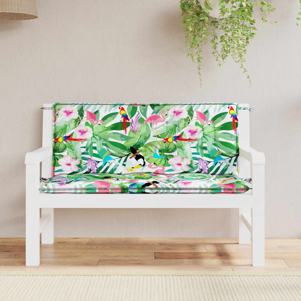 Tuinbankkussens 10X50X7 Cm Stof Meerkleurig 120 cm Groen en roze