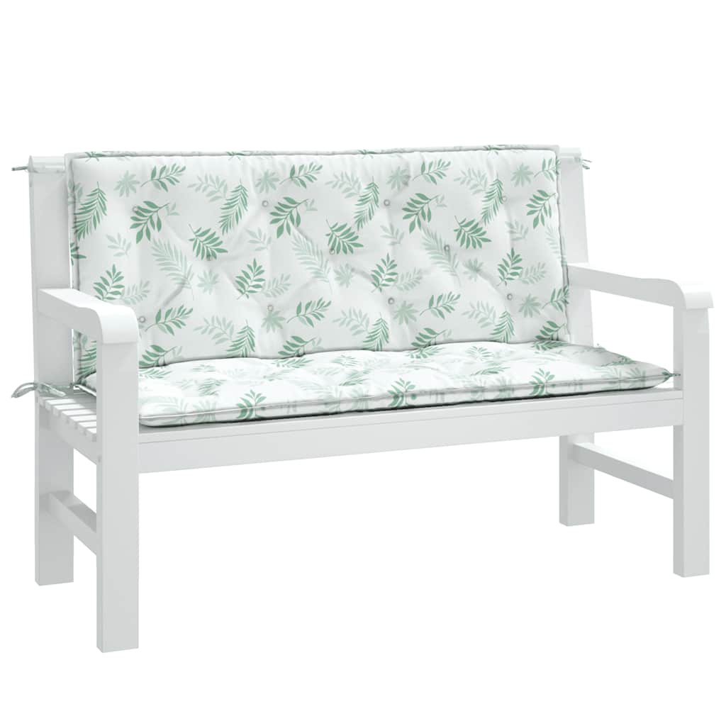Tuinbankkussens 2 st bladpatroon 120x50x7 cm stof