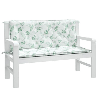 Tuinbankkussens 2 st bladpatroon 120x50x7 cm stof