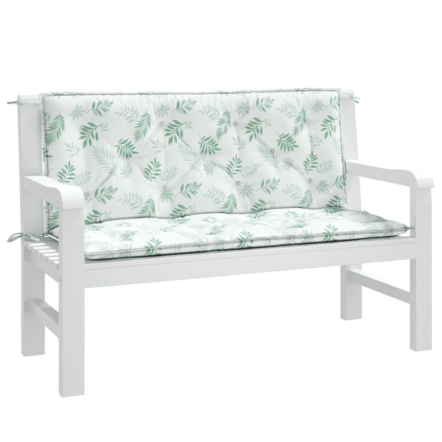 Tuinbankkussens 2 st bladpatroon 120x50x7 cm stof
