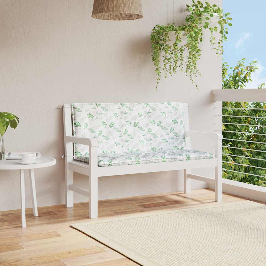 Tuinbankkussens 2 st bladpatroon 120x50x7 cm stof