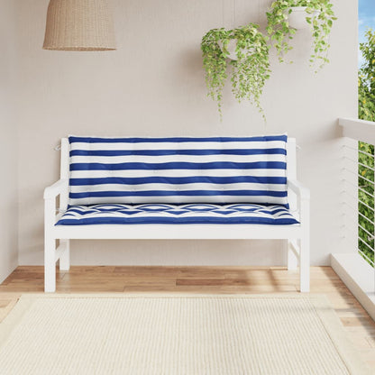 Tuinbankkussens Gestreept 150X50X7 Cm Stof En 150 cm Blauw en wit