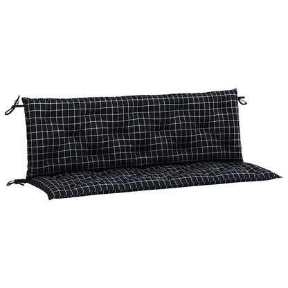 Tuinbankkussens 2 st ruitpatroon 150x50x7 cm stof zwart