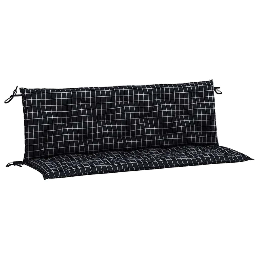 Tuinbankkussens 2 st ruitpatroon 150x50x7 cm stof zwart