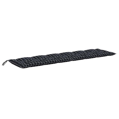 Tuinbankkussens 2 st ruitpatroon 150x50x7 cm stof zwart