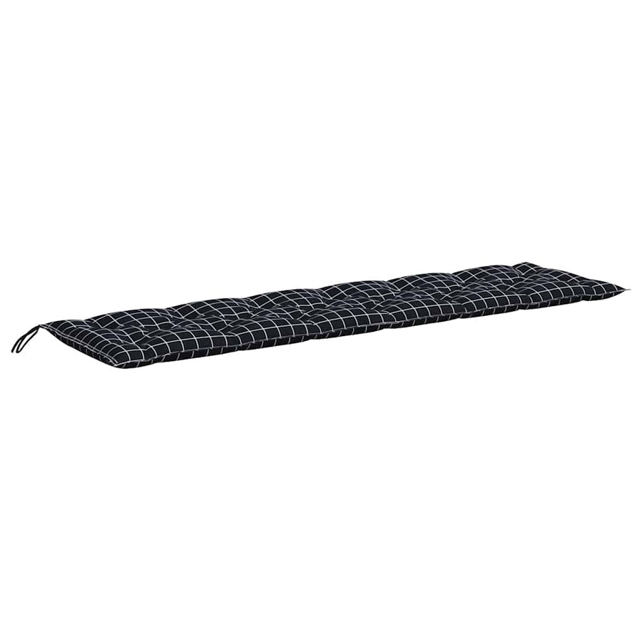 Tuinbankkussens 2 st ruitpatroon 150x50x7 cm stof zwart