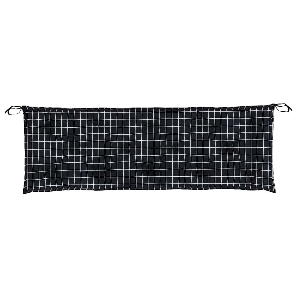 Tuinbankkussens 2 st ruitpatroon 150x50x7 cm stof zwart