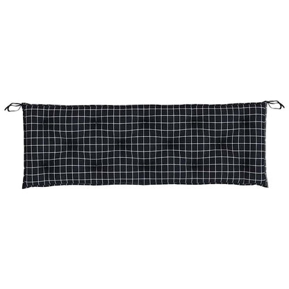 Tuinbankkussens 2 st ruitpatroon 150x50x7 cm stof zwart