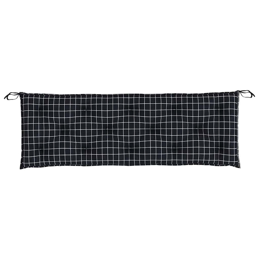 Tuinbankkussens 2 st ruitpatroon 150x50x7 cm stof zwart