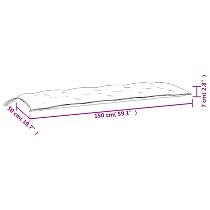 Tuinbankkussens 2 st ruitpatroon 150x50x7 cm stof zwart