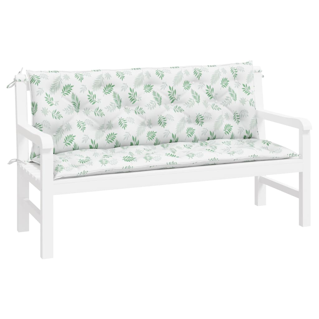 Tuinbankkussens Bladpatroon 150X50X7 Cm Stof 150 cm Wit en groen