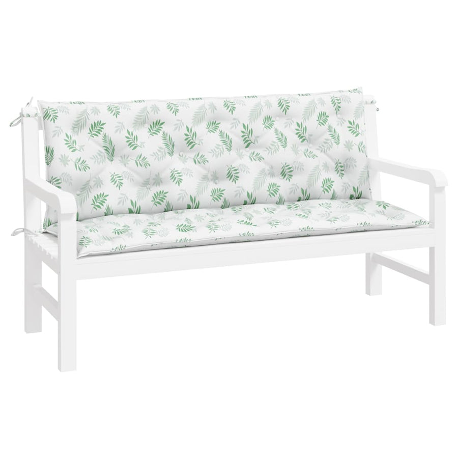 Tuinbankkussens Bladpatroon 150X50X7 Cm Stof 150 cm Wit en groen