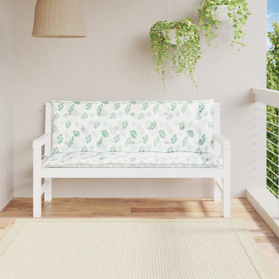 Tuinbankkussens Bladpatroon 150X50X7 Cm Stof 150 cm Wit en groen