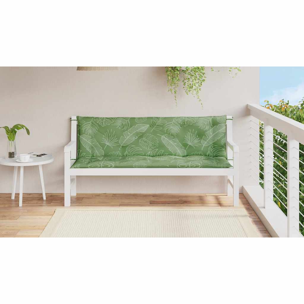 Tuinbankkussens 2 st bladpatroon 150x50x7 cm stof