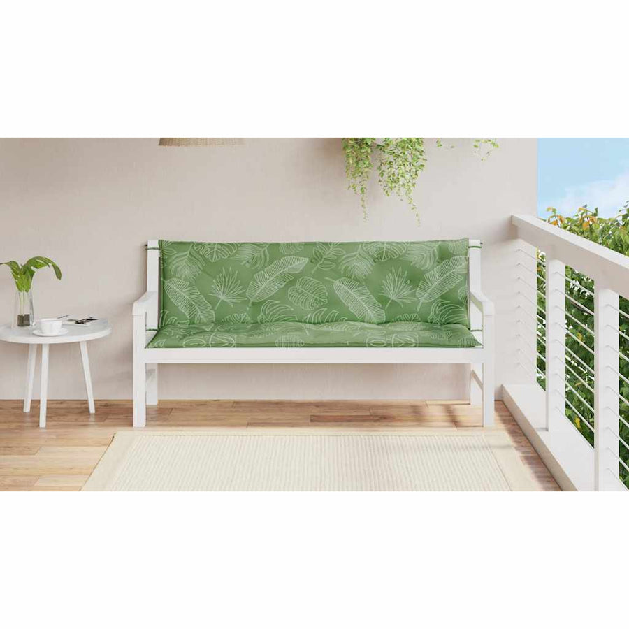 Tuinbankkussens 2 st bladpatroon 150x50x7 cm stof