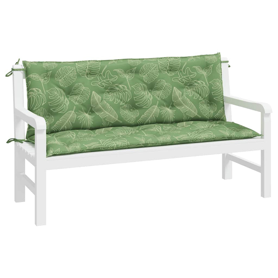 Tuinbankkussens 2 st bladpatroon 150x50x7 cm stof
