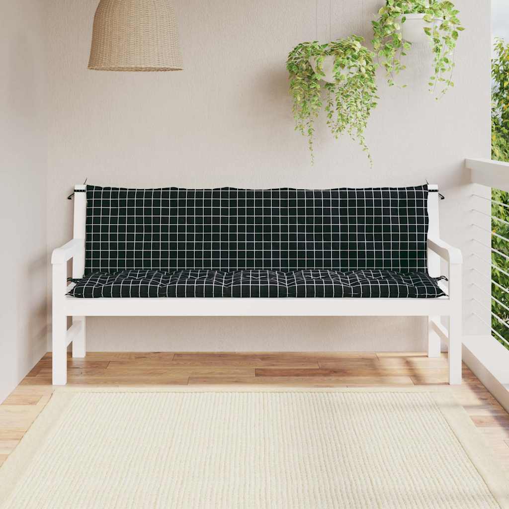 Tuinbankkussens 2 st oxford stof ruitpatroon zwart
