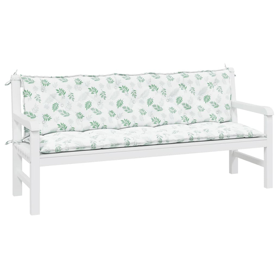 Tuinbankkussens Oxford Stof Bladpatroon 180 cm Wit en groen