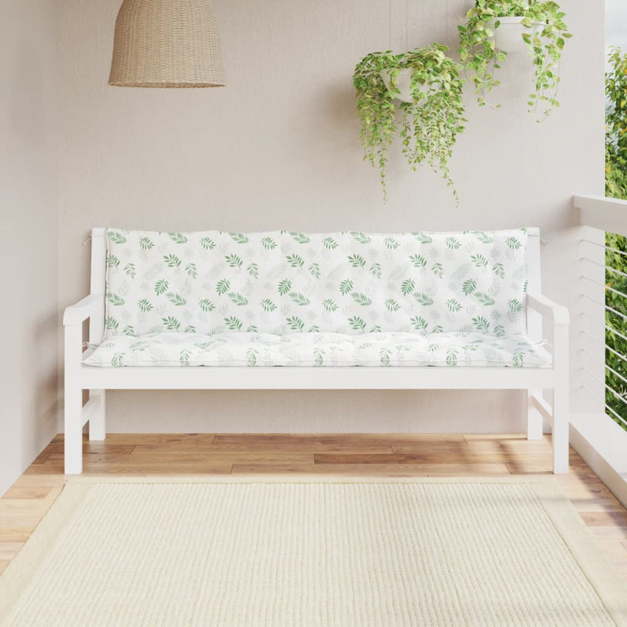 Tuinbankkussens Oxford Stof Bladpatroon 180 cm Wit en groen